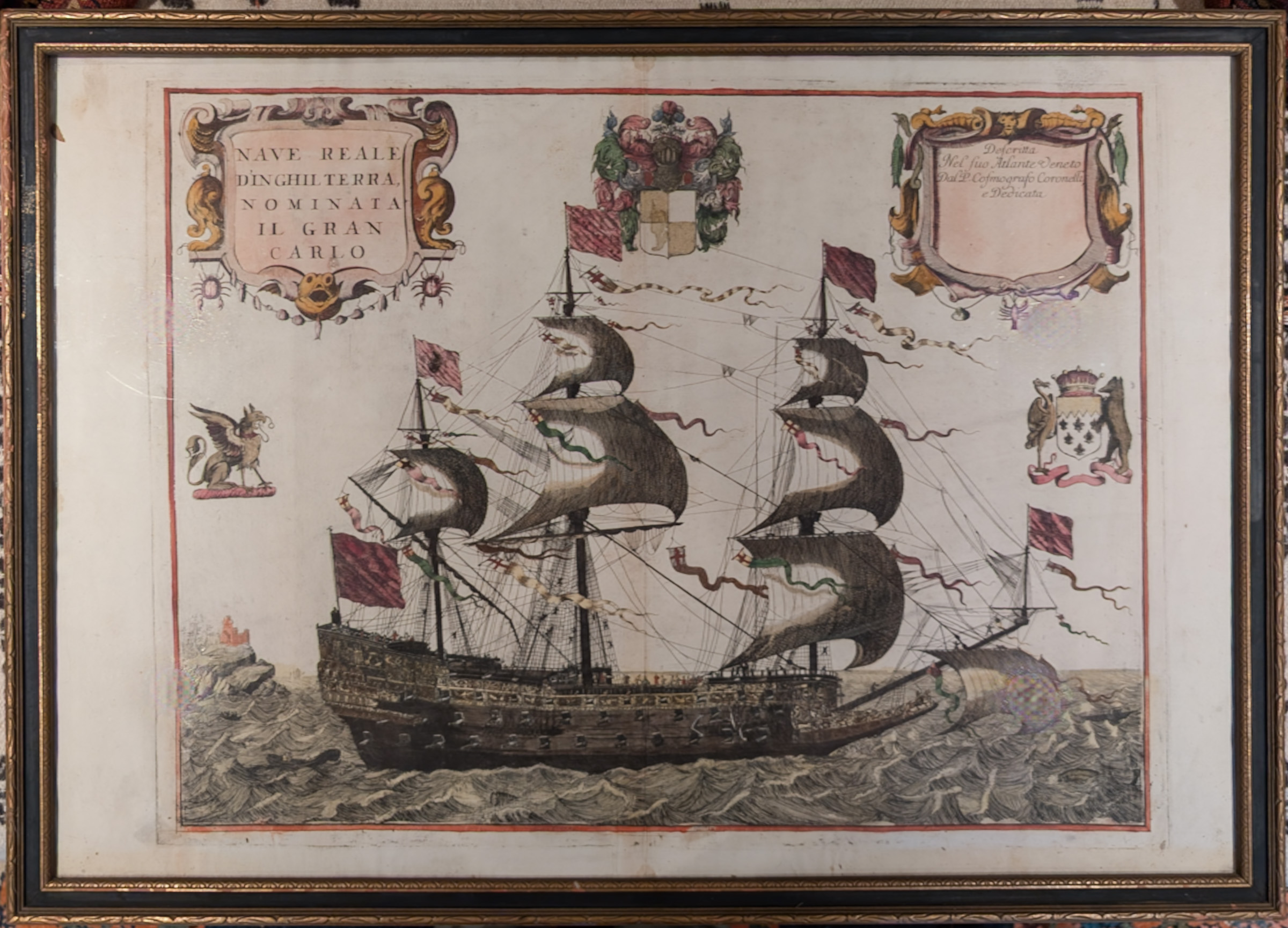 HMS Royal Charles, copper engraving by Coronelli, 1690